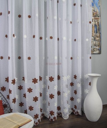 Perdea model flori maro