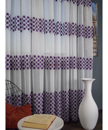 Perdea model flori mov