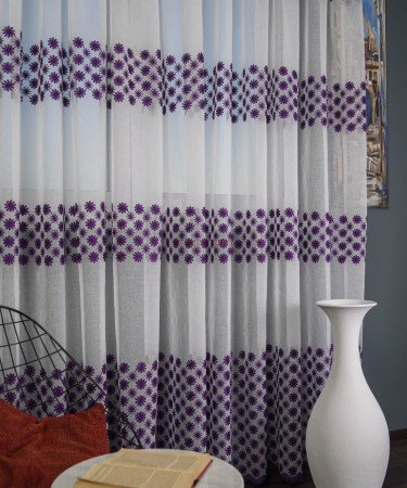 Perdea model flori mov