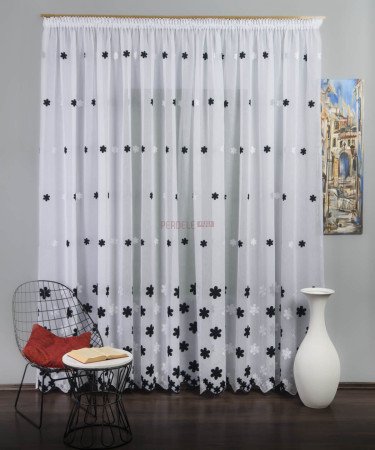 Perdea model flori negru