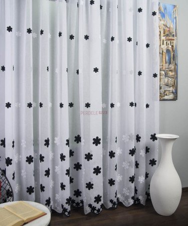 Perdea model flori negru