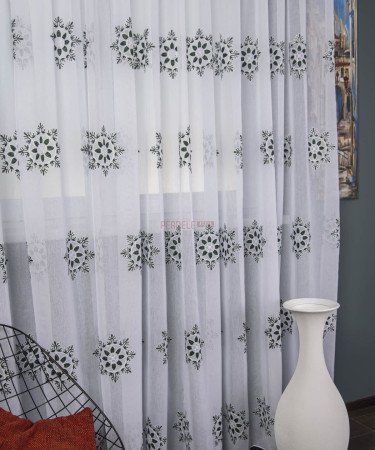 Perdea model flori verde