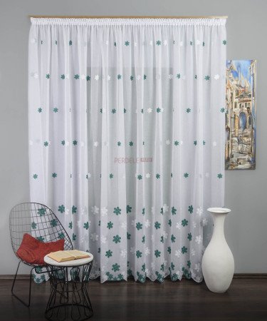 Perdea tip in, model flori verde
