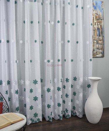 Perdea tip in, model flori verde Perdea tip in, model flori verde