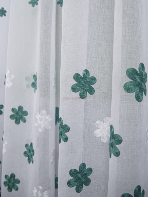 Perdea tip in, model flori verde