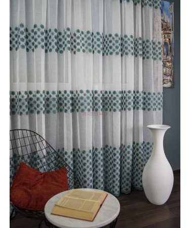 Perdea model flori verde