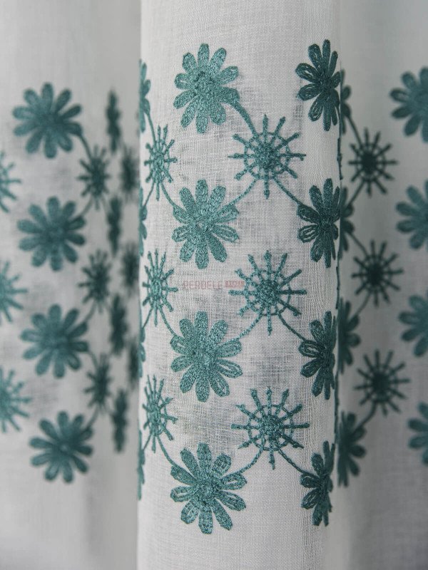 Perdea model flori verde
