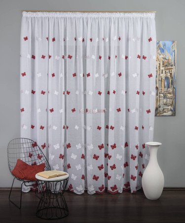 Perdea model fluturi rosu