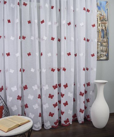 Perdea model fluturi rosu Perdea model fluturi rosu