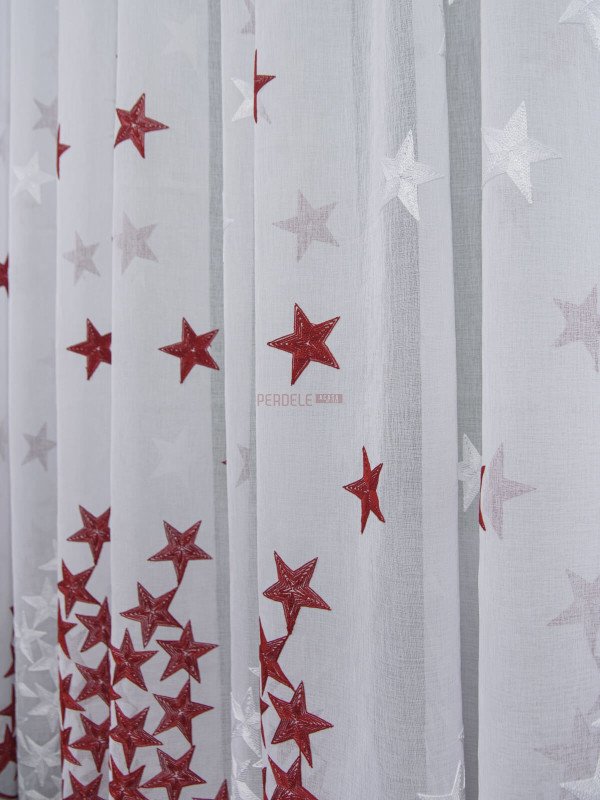 Perdea model stelute alb,rosu Perdea model stelute alb,rosu