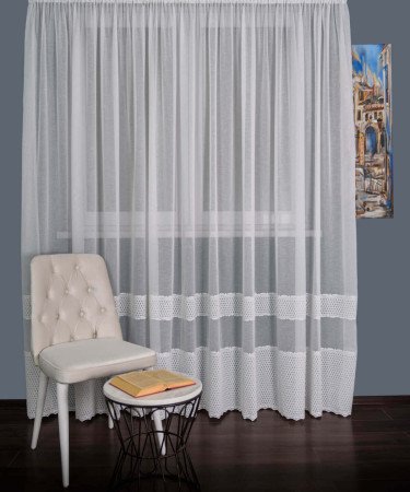 Perdea tip in brodat alb