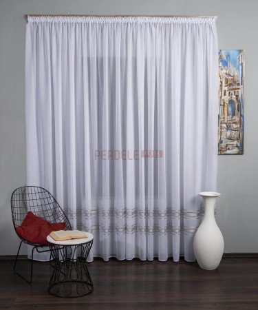 Perdea tip in cristal, alb/gri