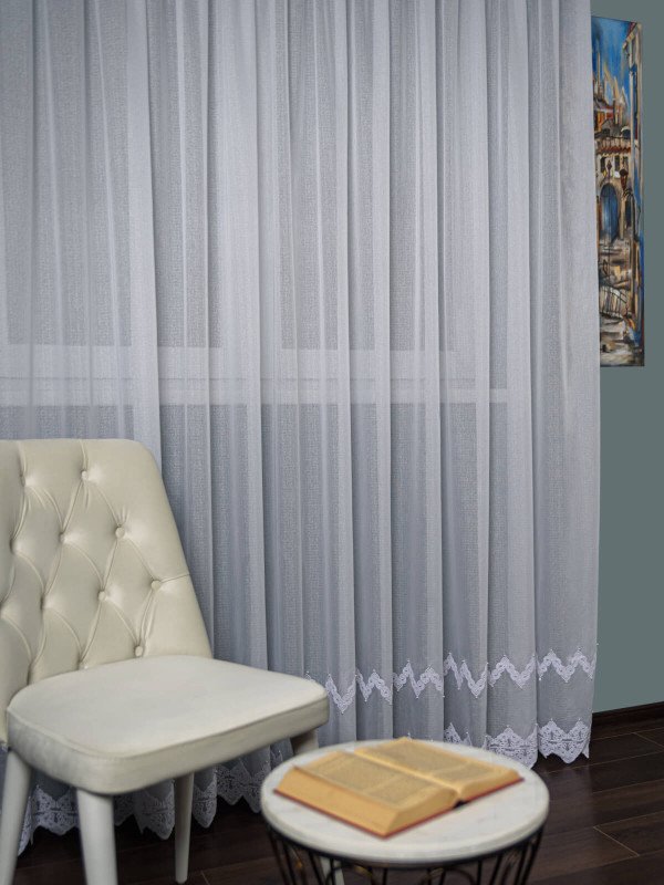 Perdea tip in cristal brodat alb