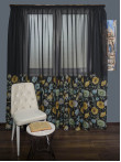 Perdea tip in imprimat, negru/flori multicolore