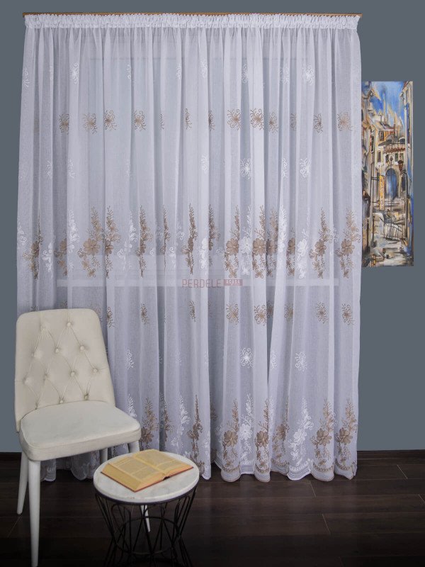 Perdea tip in model floare bej