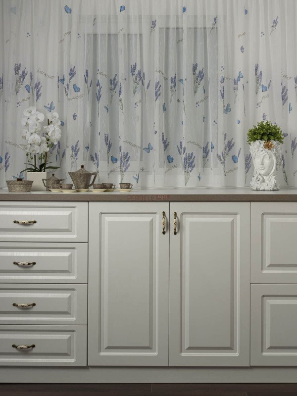 Perdea tip in, model lavanda/fluturi