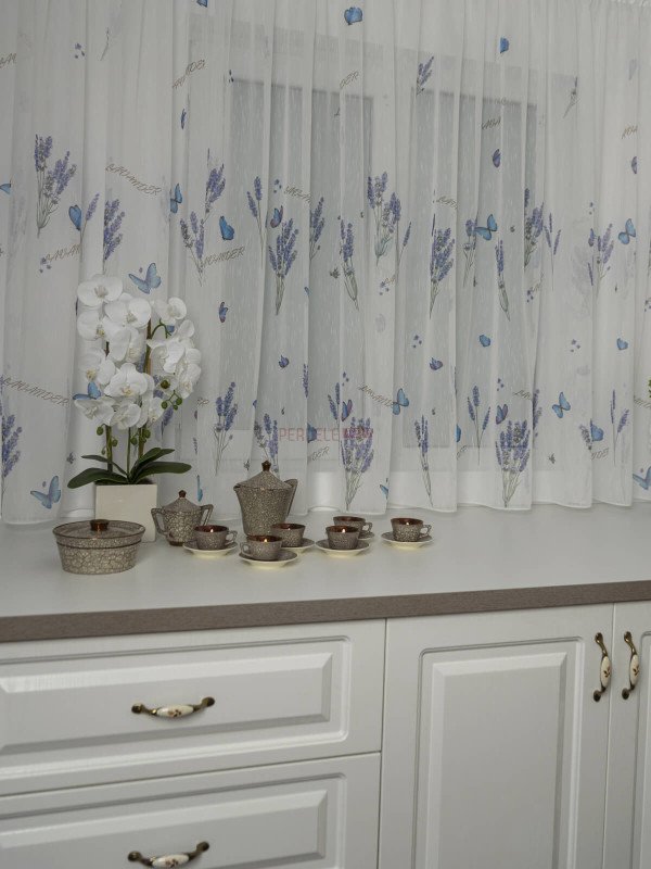 Perdea tip in, model lavanda/fluturi