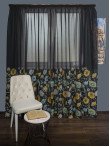 Perdea tip in negru, flori multicolore