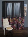 Perdea tip in negru,flori multicolore