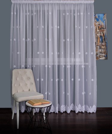 Perdea triplu voal brodat alb