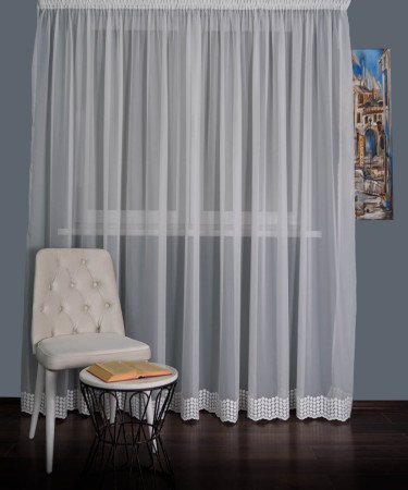 Perdea triplu voal brodat ivoire