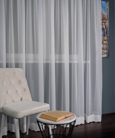 Perdea triplu voal brodat ivoire