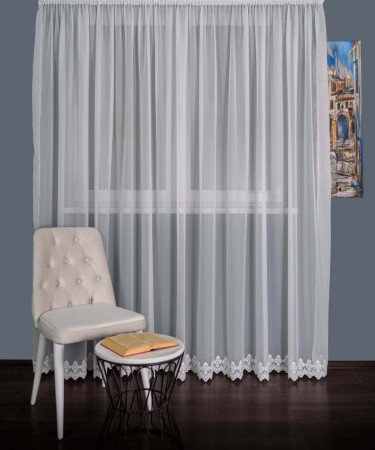 Perdea triplu voal brodat ivoire