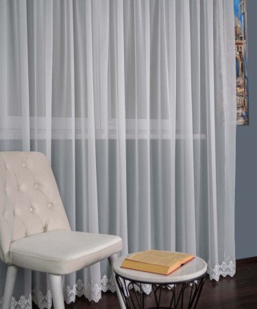 Perdea triplu voal brodat ivoire