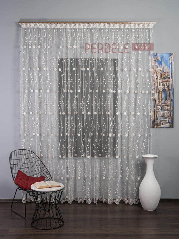 Perdea tulle alb/frez Perdea tulle alb/frez