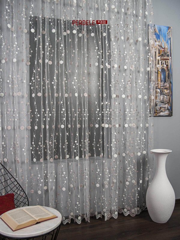 Perdea tulle alb/frez Perdea tulle alb/frez