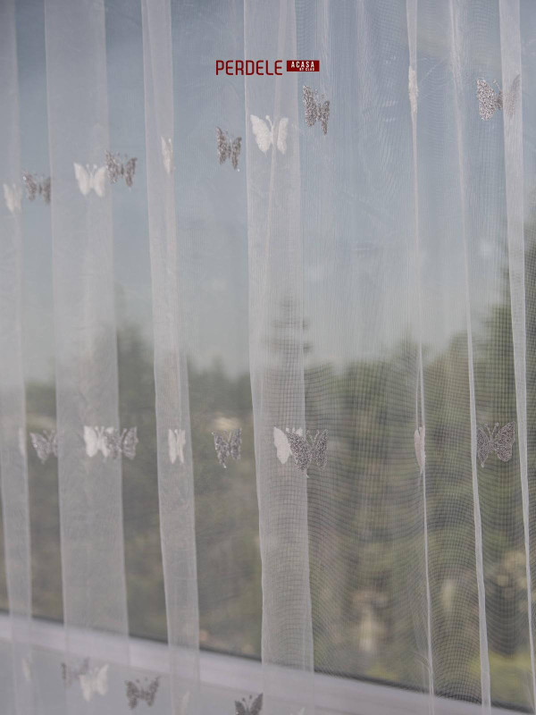 Perdea tulle alb,gri