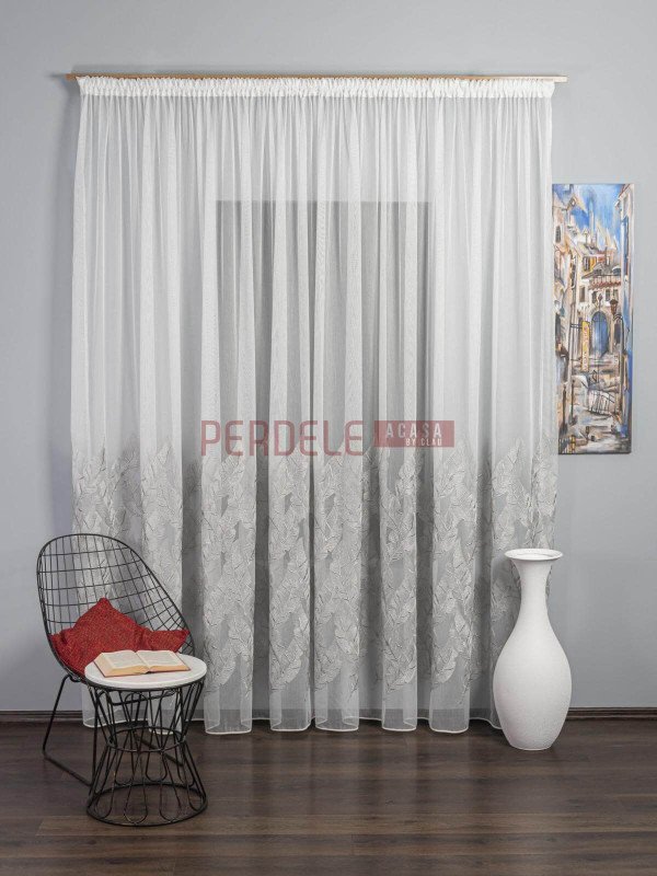 Perdea tulle alb,gri Perdea tulle alb,gri