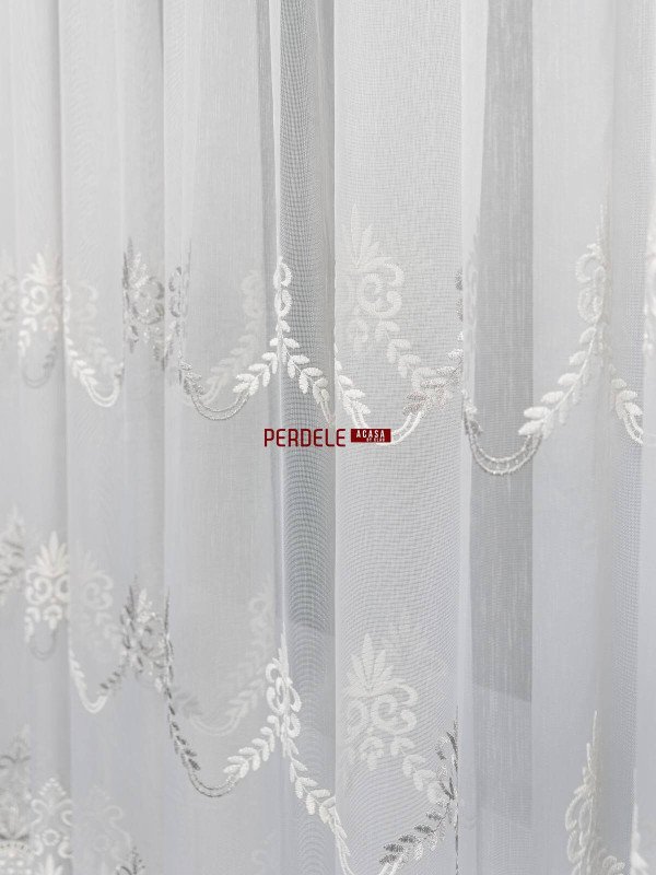 Perdea tulle alb,gri