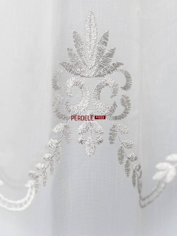 Perdea tulle alb,gri