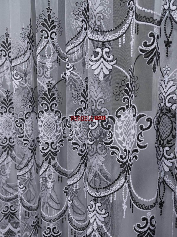 Perdea tulle alb,negru
