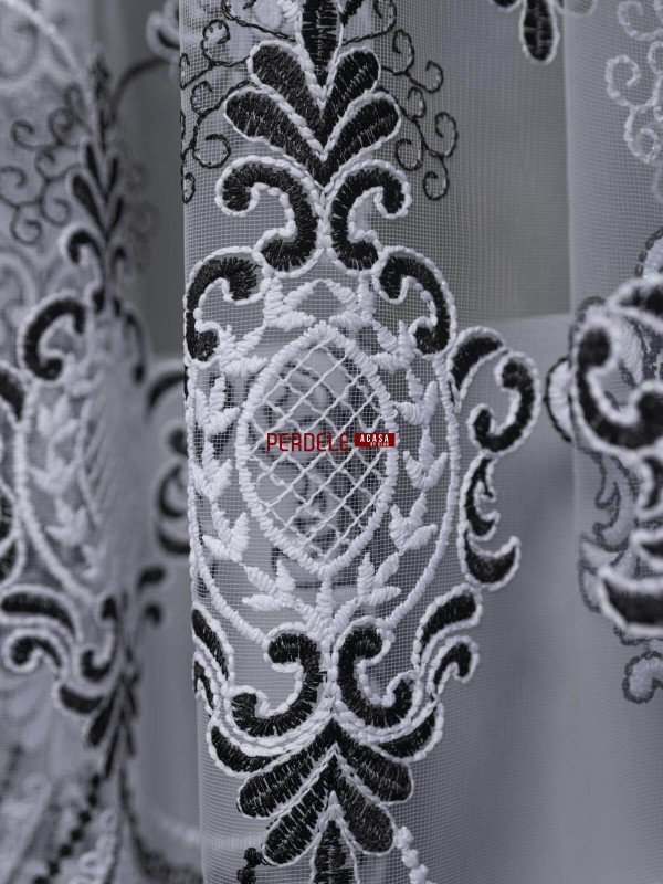Perdea tulle alb,negru