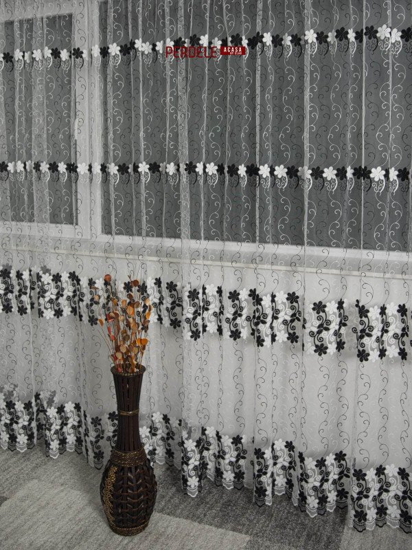 perdea tulle alb,negru perdea tulle alb,negru