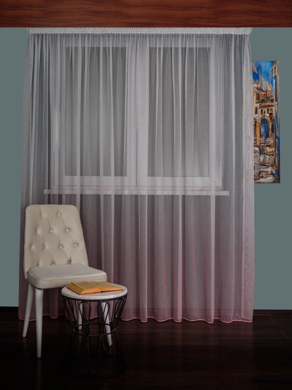 Perdea tulle bamboo roz degrade
