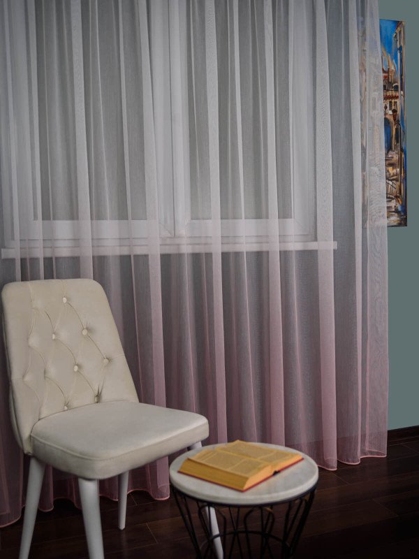 Perdea tulle bamboo roz degrade