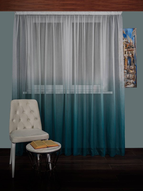 Perdea tulle bamboo verde/turqoise degrade Perdea tulle bamboo verde/turqoise degrade