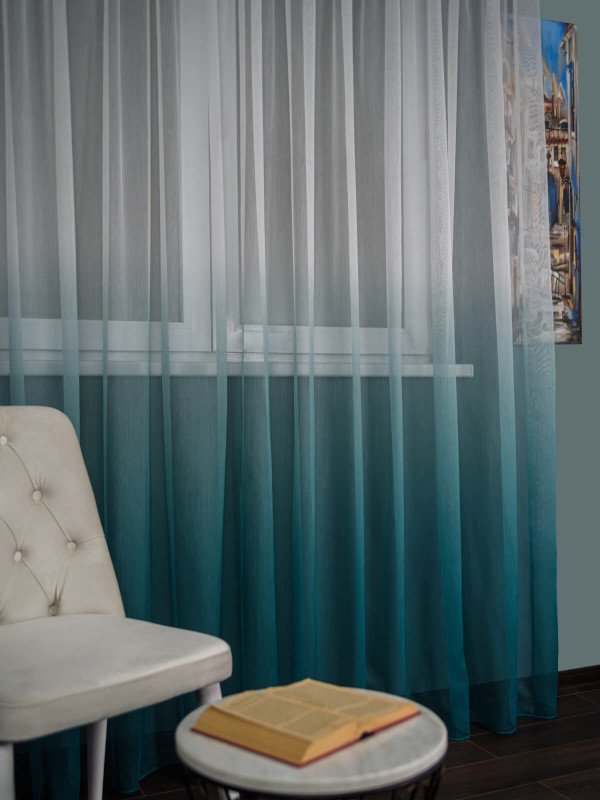 Perdea tulle bamboo verde/turqoise degrade Perdea tulle bamboo verde/turqoise degrade