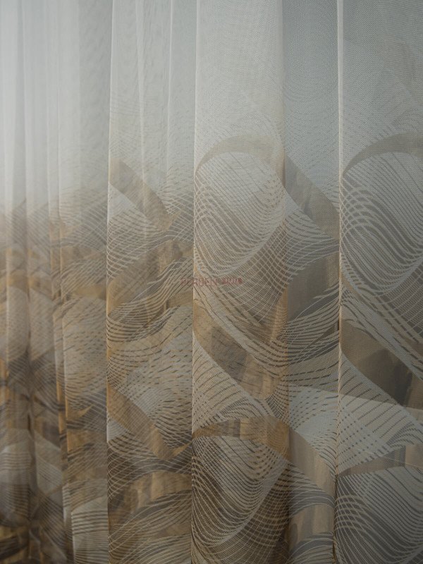 Perdea tulle bordura maro
