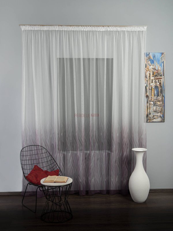 Perdea tulle bordura mov
