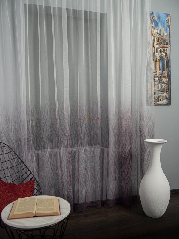 Perdea tulle bordura mov