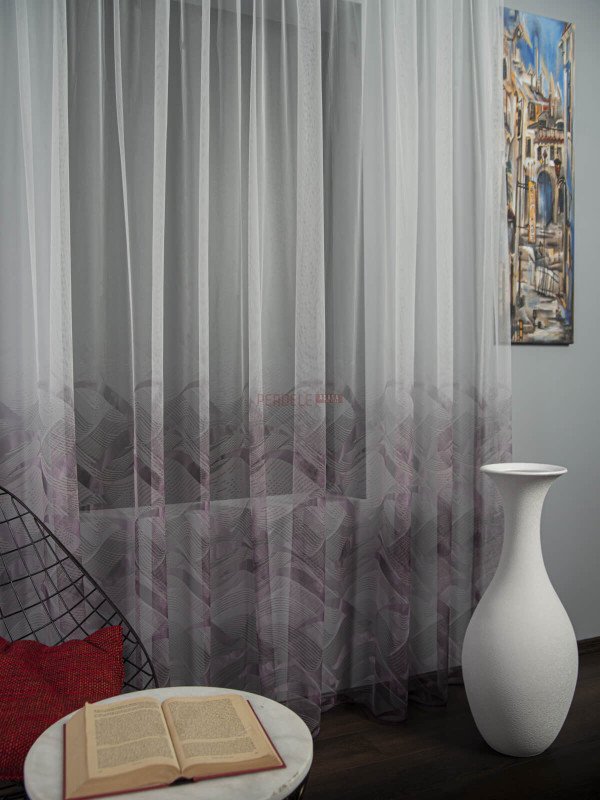 Perdea tulle bordura mov