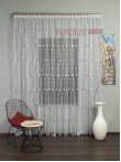 Perdea tulle brodat alb/gri