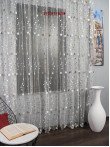 Perdea tulle brodat alb/maro