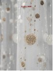 Perdea tulle brodat alb/maro