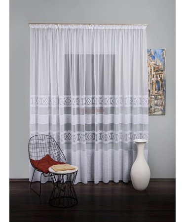 Perdea tulle brodat alb Perdea tulle brodat alb