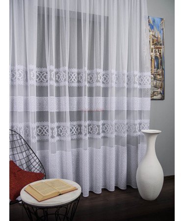 Perdea tulle brodat alb Perdea tulle brodat alb